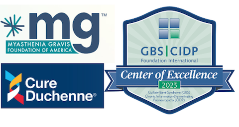 Cure Duchenne, Myasthenia Gravis Foundation of America and GBS CIPD Foundation International logos